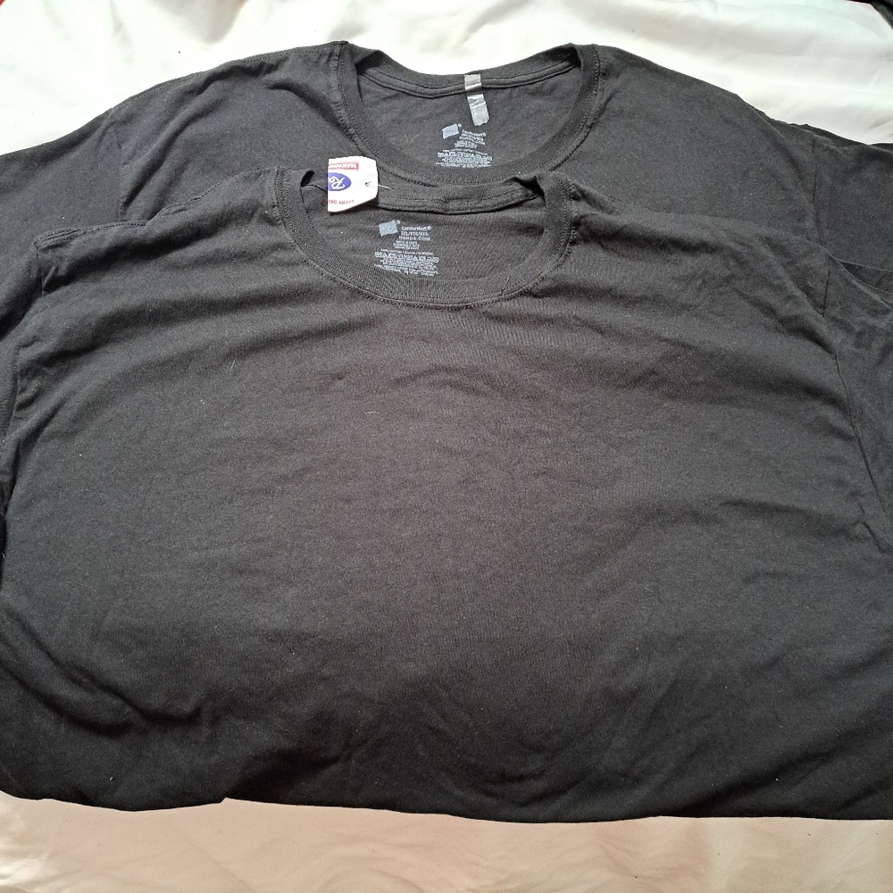 Hanes Women's Plus Size T-shirts 2 pack Black 3X